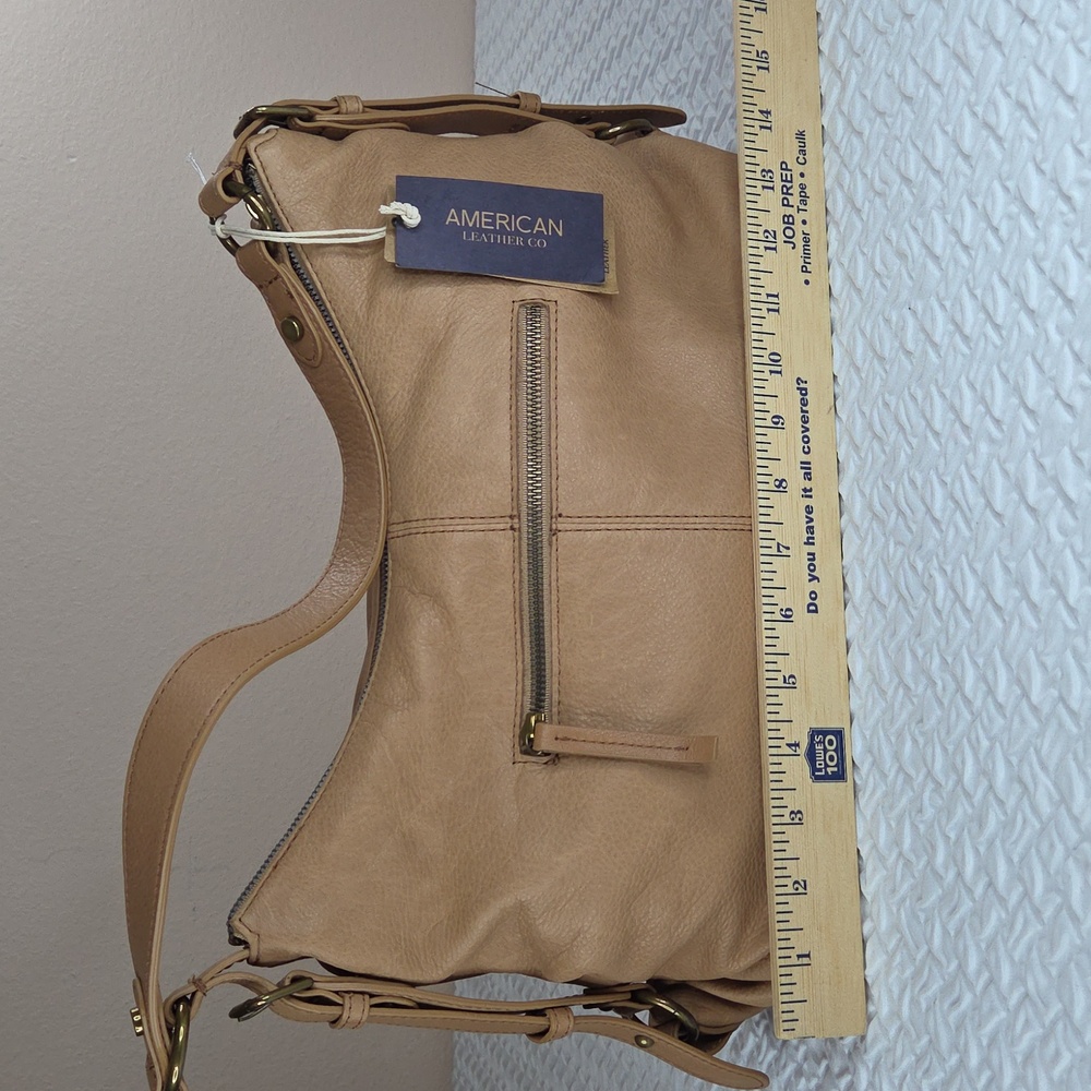 American Leather Co. Hudson Hobo Shoulder Bag. Tan Macadamia Color.NWT 9" Heigh. - Picture 3 of 16